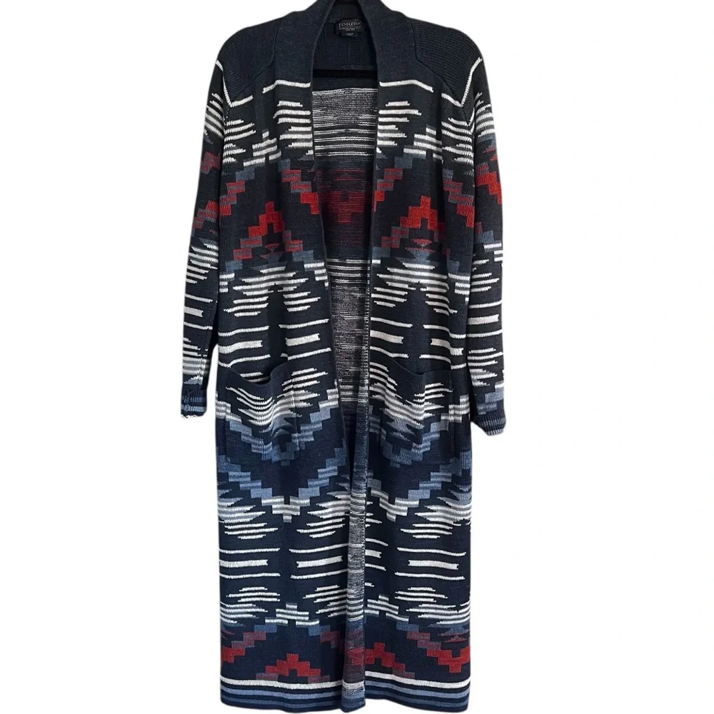 Pendleton Blue and Orange Patterned Cardigan - Picture 5 of 15